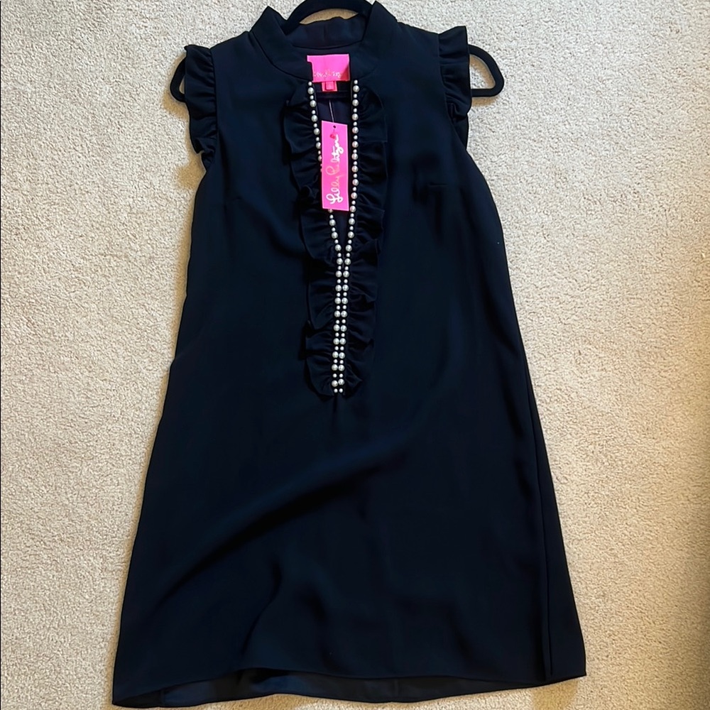 NWT Lilly Pulitzer Black Dress with Pearl Detail